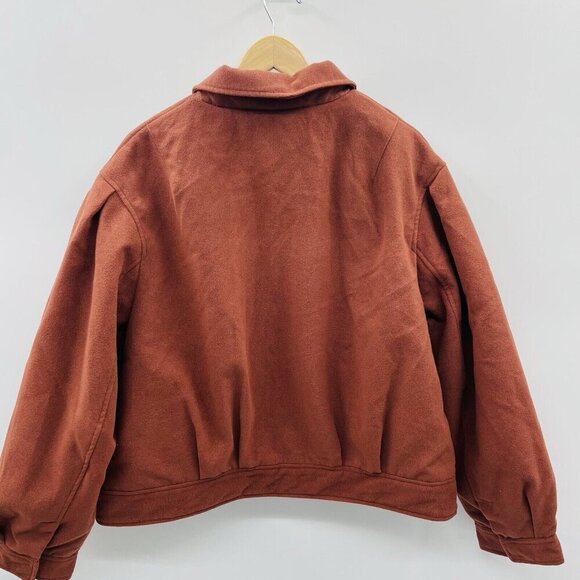 And Now This Womens Plus Size 1X Dropped-Shoulder Bomber Jacket Sonoma Brick 308 - Picture 4 of 7